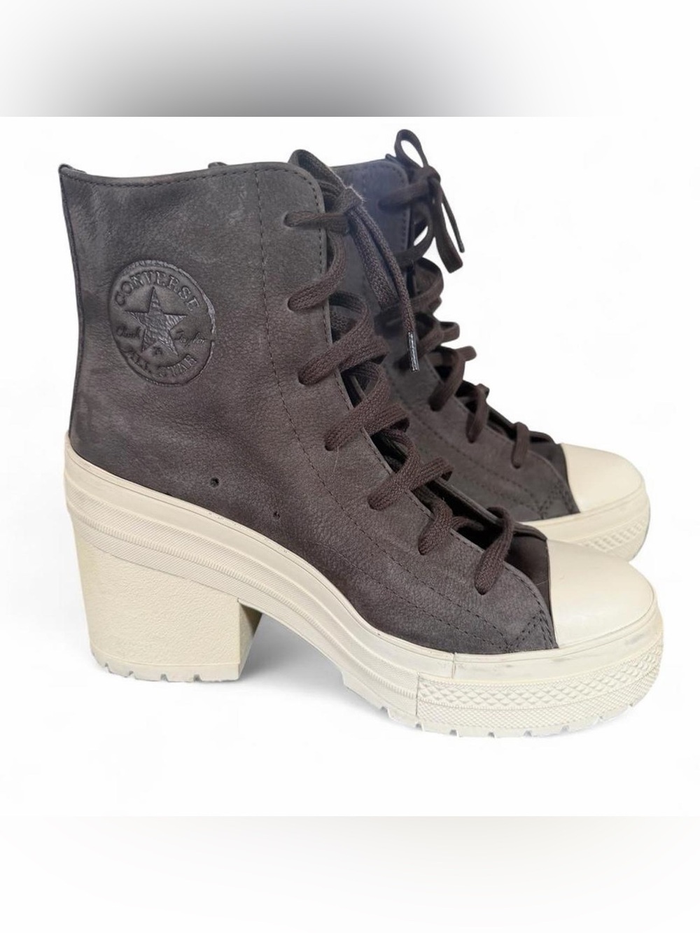 Converse Women's Dark Brown Lace-Up Platform High-Top Boots